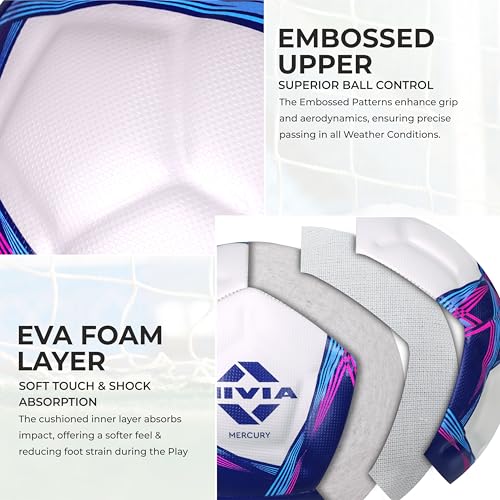 Nivia Mercury Football/PU Leather/Power Stitched Football/12 Panel/Match Ball/Size - 5 (White/Blue) 4 51wZ0L zCaL