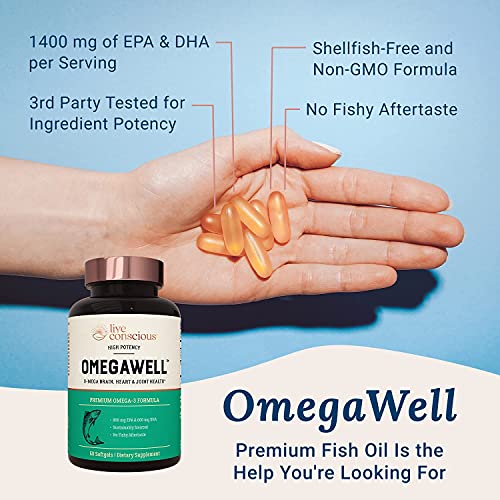 Live Conscious Omegawell Fish Oil & Magwell Magnesium Zinc & Vitamin D3 | Bone & Heart Health, Immune System Support + Heart, Brain & Joint Support #TOP5