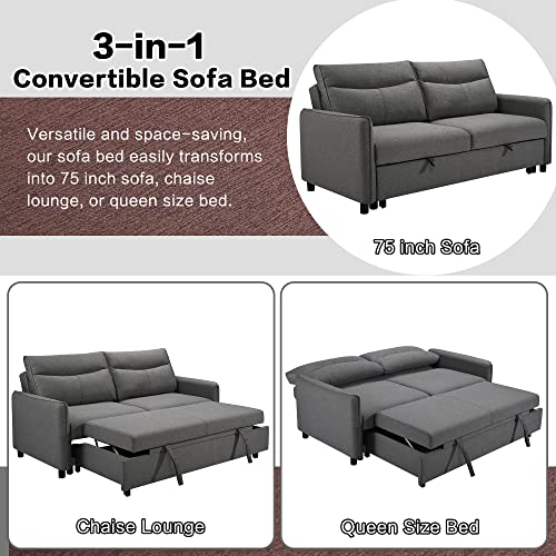 Thsuper SOFABED-5011 75-Inch Queen Size Convertible Sleeper Sofa Bed, Comfortable Pull-Out Futon Loveseat, Full Love Seat For Rv Small Spaces thumb #6