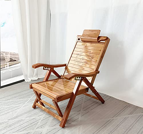 Fauteuil inclinable pliant réglable - Fauteuil pliant en bois - Fauteuil lounge rembourré extra large pour se détendre au bord de la piscine, dans le jardin et en extérieur - Fauteuil inclin