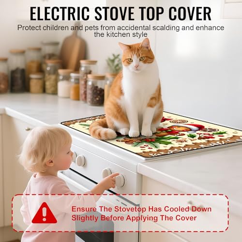 Image of NYZE Christmas Stove Top Cover for Electric Stove,Glass Stove Top Cover,Heat Resistant Glass Cooktop Cover,Stovetop Protector, Kitchen Decor,Dish Drying Mats Cover for Washer Ceramic Top 28.5x20.5 in