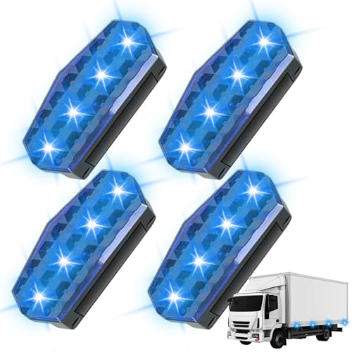 Huvqianu Luci Stroboscopiche,Luci di Sicurezza a LED Lampeggianti ad Energia Solare - 4 Pezzi Con Sensore Di Vibrazione Per Motocicli Cantieri Guardrail