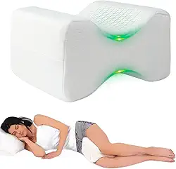 Travesseiro de Joelhos - JADEVIC - e Pernas com Espuma PREMIUM de Memória NASA Almofada para Gravidez e Panturrilhas 25x20x15cm Alivia Dores na Lombar Ciática Alinhamento Natural durante o Sono