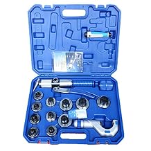 NEWTRY Hydraulic Copper Tube Expander Set Hand Expanding Tool Kit Swaging Kit 11Pcs Dies 3/8" to 1-5/8"