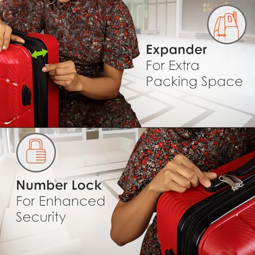 Image of AGARO Venue Hard-Sided Polypropylene Check-in Luggage (24 Inch Suitcase) (Red)
