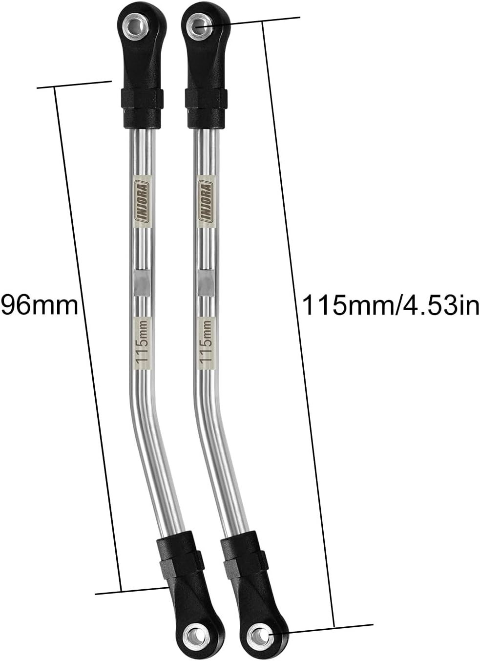 INJORA Stainless Steel High Clearance Links with Rod Ends for TRX4 SCX10 II SCX10 III VS4-10 1/10 RC Crawler Car Upgrade(115mm)