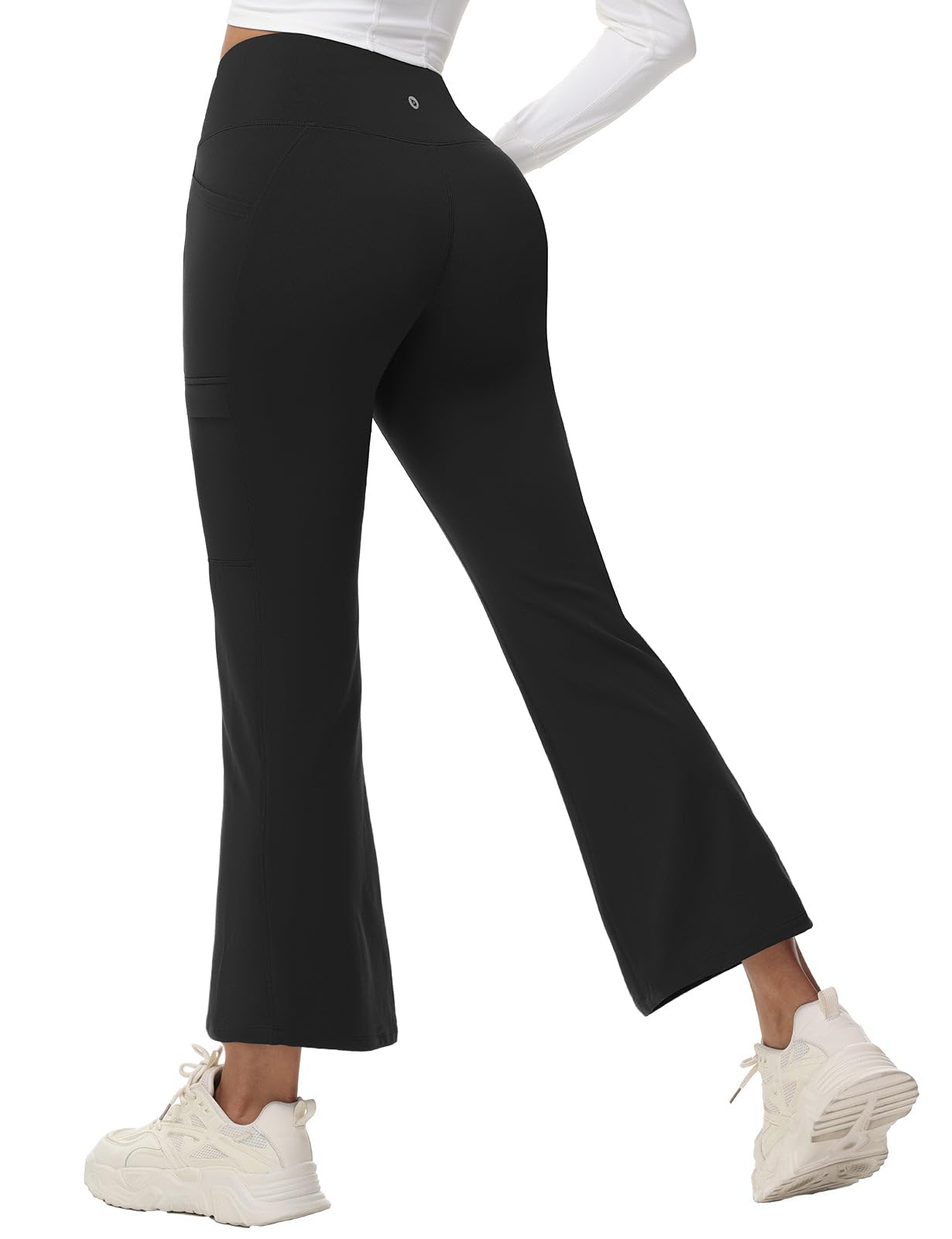 baleaf Womens Fleece Lined Pants Winter Thermal Water Resistant Crossover Flare Leggings Warm Bootcut Hiking Outdoor