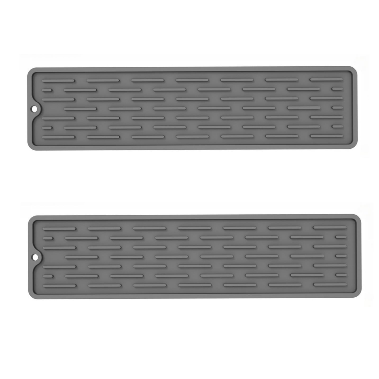 2 Piece Drying Mat Silicone Dry Mat Silicone Mat Washable Long Folding Dish Holder Trivet Dish Kitchen Slim Dishwasher Safe Stylish Dish Drying Mat, Cup Dryer, Silicone Mat, Heat Resistant Mat, gray 35*8.8cm