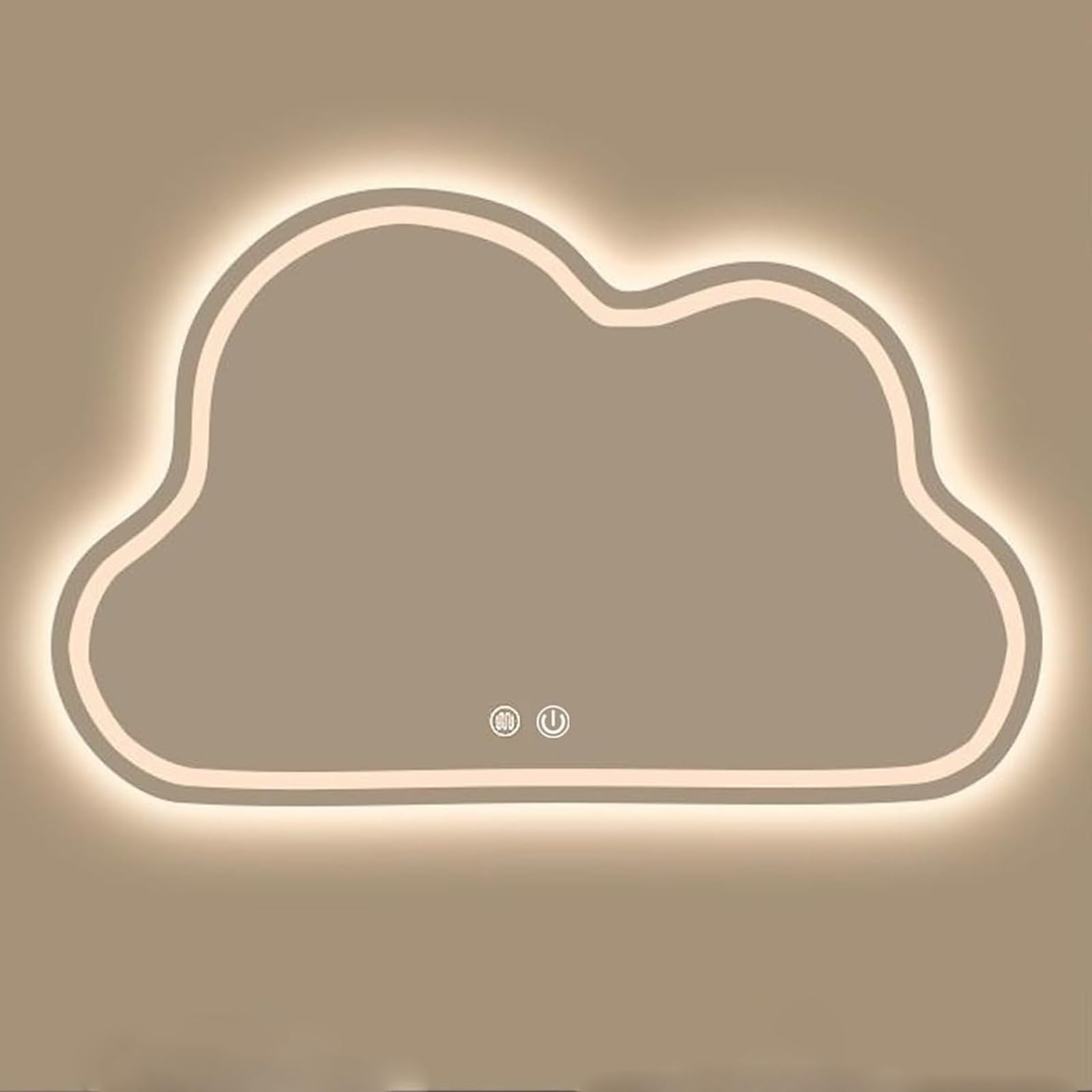 THNSAWX Cloud Shape Bathroom Mirror, Wall-Mounted Vanity Mirror, Frameless Makeup Mirrors, 3 Colors Dimmable, Defogging Vanity Mirrors, Touch Button(75x100cm/29.5x39.3in)