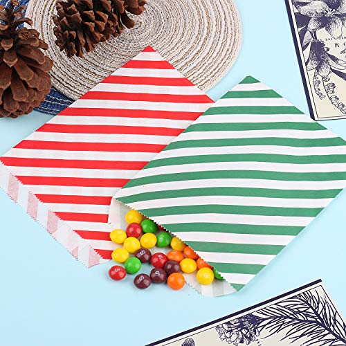 Kolewo4Ever 100 Pieces Christmas Treat Bags Christmas Goodies Bags, Kraft Holiday Gift Bags Red Green Candy Buffet Paper Bags Xmas Holiday Party Favor Goody Bags #TOP4