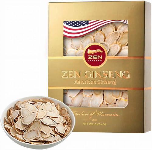 American Wisconsin Ginseng Slices Improved Energy Performance & Mental Health for Men & Women (4 Oz. (Pack of 1))
