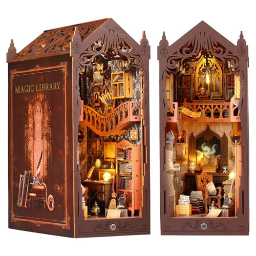 Polegas DIY Book Nook Kits, DIY Miniature House Kit with LED Light, 3D Wooden Puzzle Booknook Bookshelf Decor, Model Kits for Adults Teens to Build(Magic Library) Polegas DIY Book Nook Kits, DIY Miniature House Kit with LED Light, 3D Wooden Puzzle Booknook Bookshelf Decor, Model Kits for Adults Teens to Build(Magic Library)