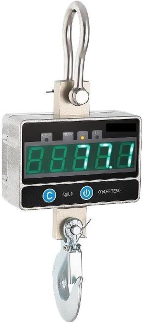 Portable Digital Crane Scale 1000KG Mini Digital Crane Scale Silver Aluminum Alloy Heavy Duty W/LED Reading Screen Reinforced Ring Hook High Precision