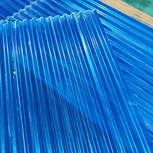 Plaque de toiture en polycarbonate bleu 1mm avec lot de 5 panneaux isolants anti-UV