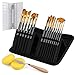 Artist Paint Brush Set, VIPITH 15 Pieces Nylon Hair Brushes for Watercolour, Oil and Acrylic