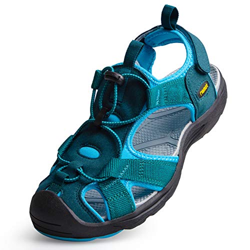 riemot Women's Hiking Sandals, Closed Toe Sport Sandals, Lightweight Trail Walking Athletic Sandals, Summer Beach Water Shoes, Sandals for Woman Green US 8/ EU 39