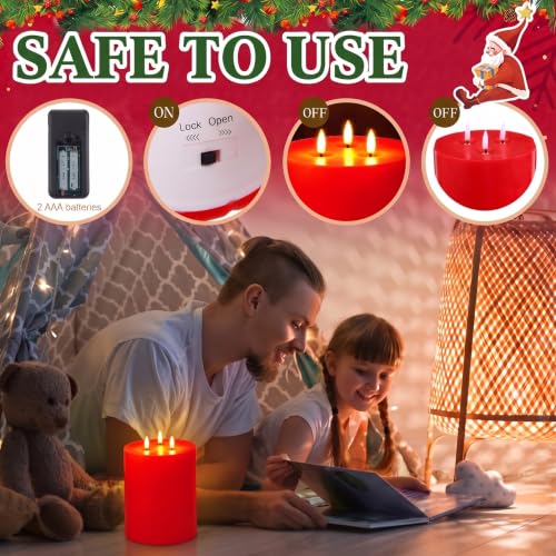Image of Retisee 2 Pack Red Extra Large Flameless Candles 6'' x 8'', Classic
