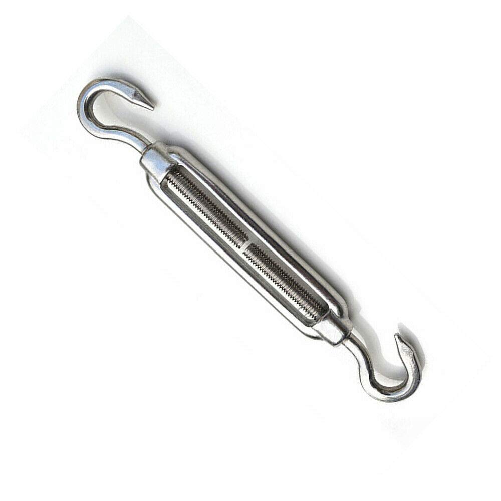 Powertool - Tenditore tenditore in acciaio inox con gancio e gancio per tenditore regolabile per sistema di tubi, recinzione a catena, tirante, ecc. (M16)