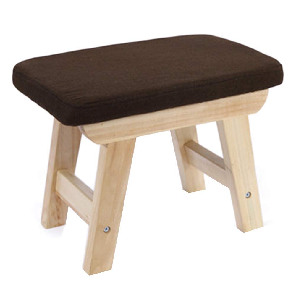 Repose-pieds en bois massif et pouf marron pour salon et cuisine