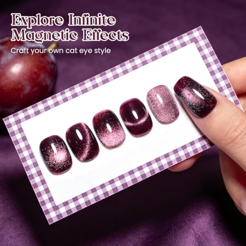 Image of Beetles Purple Cat Eye Gel Nail Polish, Plum Fizz 15ml Magnetic Nail Gel