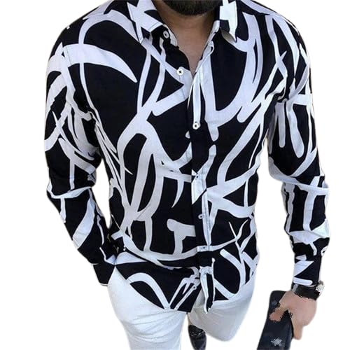 Men's Zebra Print Long Sleeve Shirt Hipster Floral Printed Casual Dress Shirts Vintage Print Shirt Button Down