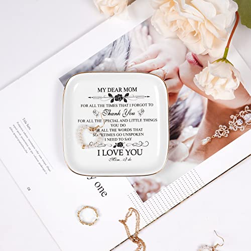 Homlouue Mom Gifts From Daughters Son My Dear Mom For All The Times That I Forgot To Thank You Ring Dish Ceramic Jewelry Tray Gifts For Mother Women Mother’s Day Birthday Thanksgiving Christmas Day #TOP2