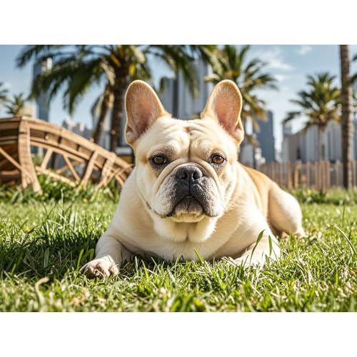 Diamond Painting - Kit per pittura a mosaico con bulldog francese 5D, per fai da te, decorazione da parete per soggiorno, camera da letto, casa, 30,5 x 40,6 cm