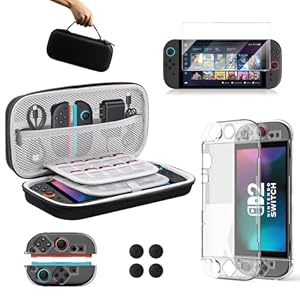 Lmcpa Accessories Bundle for Nintendo Switch 2 (2025), Gift Kit with Carrying Case, Dockable Protective Cover, HD Screen Protector, Silicone Anti-Slip Joy-Con Skins & More for Switch New Gen 2025