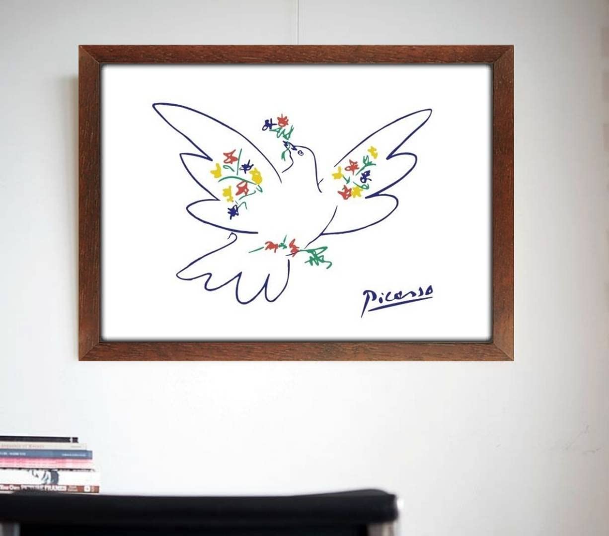 Amazon.co.jp: ピカソ 花と鳩 A4サイズ フレーム付き アート