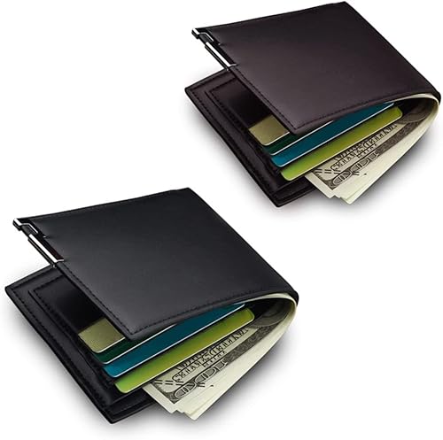 Miniatura 4 de VALICLUD Billeteras De Hombres Cuero Original Billeteras Billeteras De Cuero Original Billetera Monedero Corto, Café, Centímetro