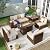 Aoxun 7-Piece Patio Furniture with 44’’ Fire Pit Table Outdoor Wicker Conversation Set Patio Sectional Furniture with 4" Thickened Cushions, Beige (Waterproof Cover Included)