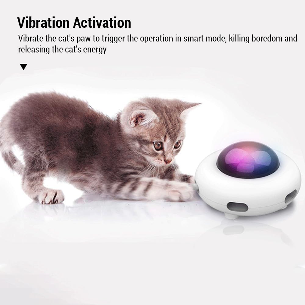 Qcwwy Jouets Interactifs UFO pour Chat, Automatique Intelligent 3 Modes, Soucoupe Volante électrique Intelligente par gravité, Fournitures pour Animaux de Compagnie, Jouet d'exercice,
