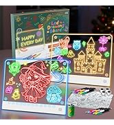 2pack Rechargeable LED Drawing Board for Kids with 7 Colors, Magnetic LED Note Lumi Board with 4 ...