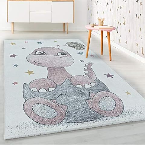 HomebyHome Alfombra para niños Pila Corta Diseño de Bebé Dino Cover