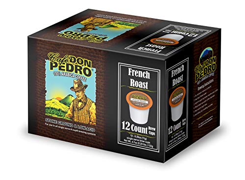 Cafe Don Pedro French Roast Low Acid Coffee Pods - 72 Ct. compatible with Keurig K cup Coffee Maker - 100% Arabica Dark Roast Coffee - Enjoy Tasty Coffee With Less Heartburn or Acidic Reflux