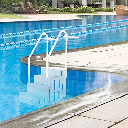 Escalera para piscina 85 x 68 x 198 cm blanca de plástico miniatura 1