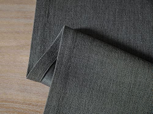 Image of ZeeMart Burlap Style Farmhouse Table Runner, 14x90 Inches Graphite Grey | Thick Durable Fabric, Mitered Corner Design, Rustic Woven Dining Table Runner, Machine Washable Everyday Table Scarf