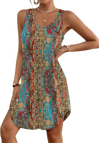 Image of Aokosor Womens Summer Dresses 2026 Loose V Neck Sleeveless Dress Sundresses Swimsuit Coverup Vacation Outfits