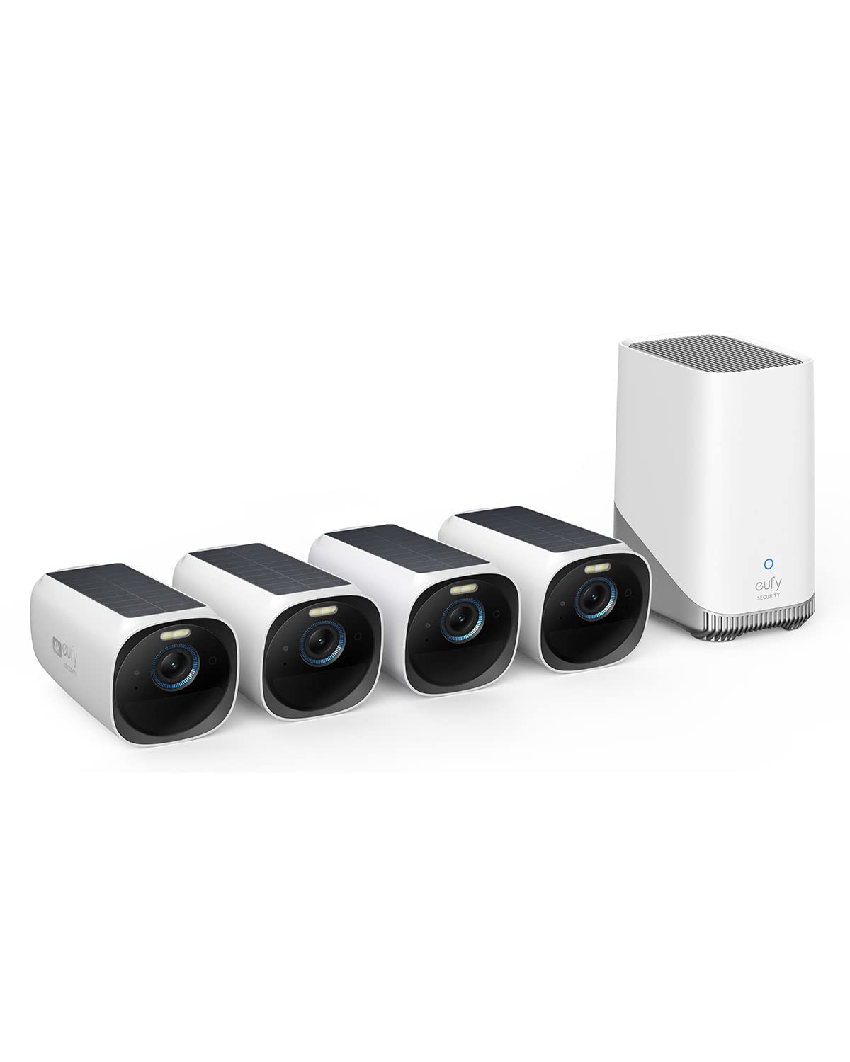 eufy SecurityeufyCam S330 (eufyCam 3) 4-Cam Kit, Security Camera Outdoor Wireless, 4K with Integrated Solar Panel, Face Recognition AI, Expandable Local Storage, Spotlight, No Monthly Fee