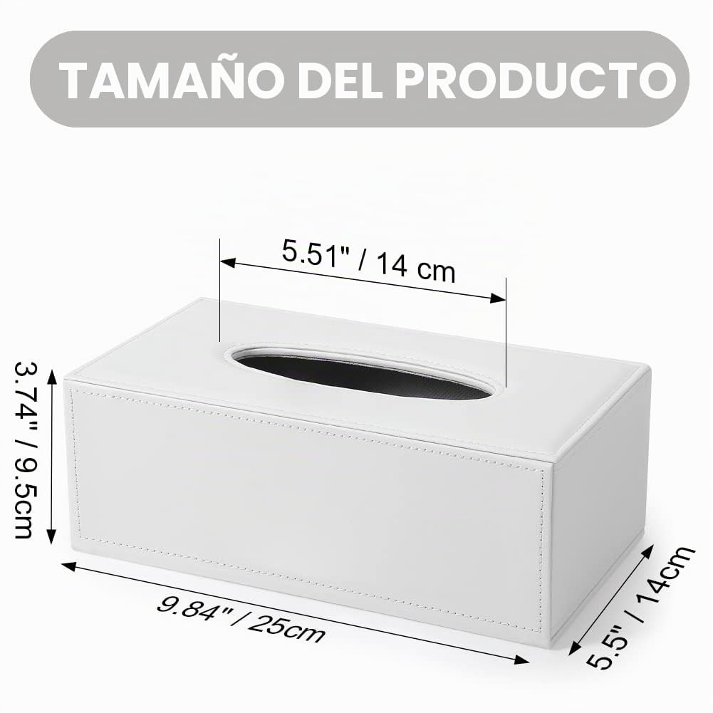 Kingfom rectangular piel sintética caja de pañuelos de papel Servilletero para la oficina en casa, decoración de coche Automotive (Blanco puro)
