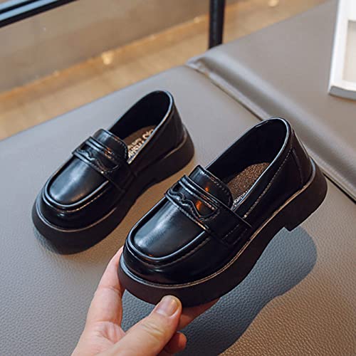 Fashion Spring Summer Children Casual Shoes Boys and Girls Leather Shoes Solid Color Soft Slip On Comfortable Link Boots (Black, 2.5-3 Years Toddler)2