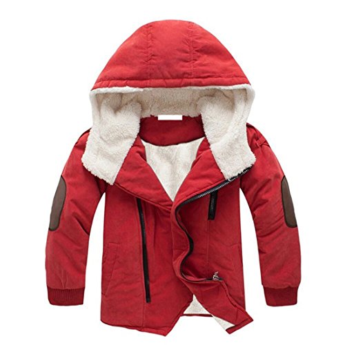 Image of Gaorui Boys Winter Hooded Down Coat Jacket Thick Wool Inside Kids Warm Faux Fur Outerwear Coat