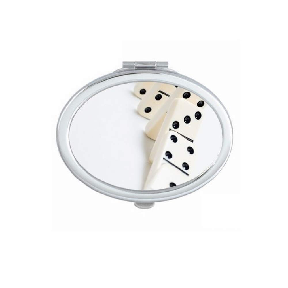 Pai Gow Domino Gambling Photo Oval Mirror Portable Fold Hand Makeup Double Side Glasses