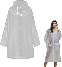 OUDQFCJ 2 Pieces Lightweight Reusable Waterproof Rain Poncho with Space for Backpacks, Rain Cape with Hood for Women and Men
