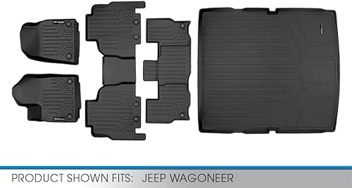 Miniatura 7 de SMARTLINER Juego de alfombrillas de 3 filas y de carga para todo tipo de clima, ajuste personalizado detrás de la segunda fila, compatible con Jeep