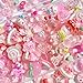 FULUSODO 60pcs Set, Pink Flat Back Bulk Mixed Resin Set Ornament Scrapbooking