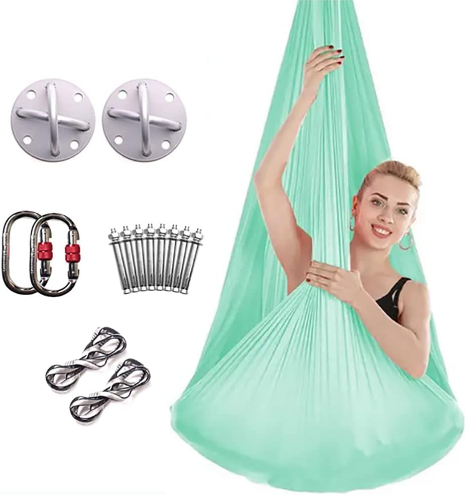 Aerial Yoga Swing Hammock Kit,Micro-bounce Antigravity Yoga Flying Sling Inversion Swing Tools for Home Air Yoga Inversion Fitness,with 2 Nylon Straps and Mounting Accessories