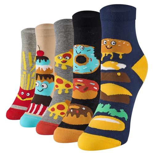 Niorasen Chaussettes Fantaisie Femme en Coton 5 Paires, Drôles Chaussettes de Noel Motifs Chat et Animaux, Chaussette Rigolotes Humour Colorées Original, Cadeau pour Femmes