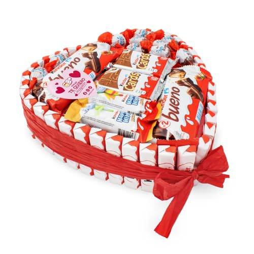BELROS Tarta Surtida de Chocolates con Forma de Corazón. Más de 50 chocolatinas. Especial San Valentin. Idea para Regalo Romantico, Navidades, Ocasión Especial. Ideal para Parejas, Dia de la Madre