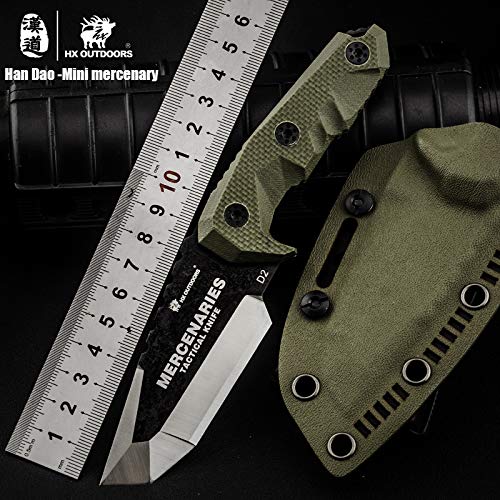 HX OUTDOORS - Fixed Blade Tactical Knives with Sheath,Tanto Blade Outdoor Survival Knife,Special Forces Tactical Knife,Ergonomics G10 Anti-skidding Handle